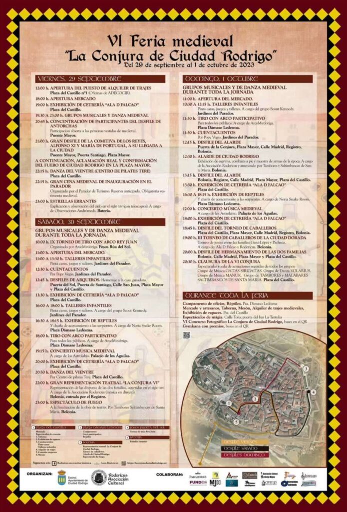 Programa de la VI Feria medieval "La Conjura de Ciudad Rodrigo" (Salamanca) 2023