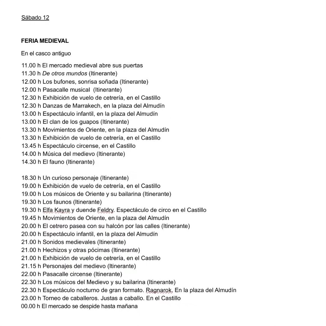 Programación del Mercado Medieval de Onda (Castellón) 2023