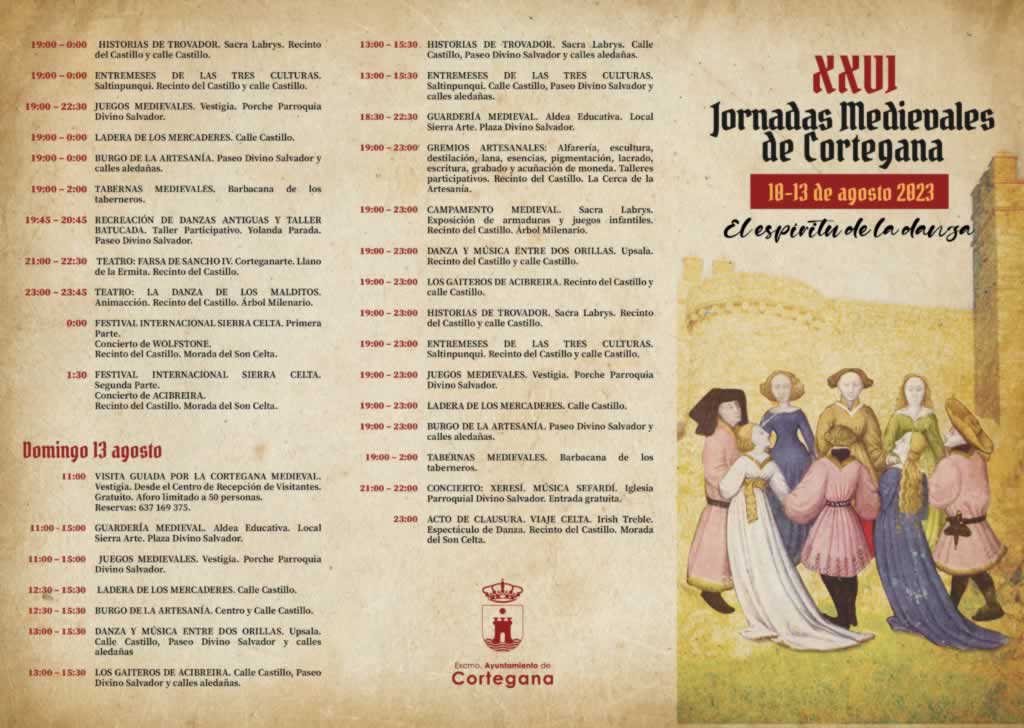 Programa de actividades de las XXVI Jornadas Medievales de Cortegana