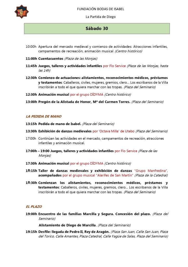 Programa de Actos de La Partida de Diego en Teruel (Aragón) 2023