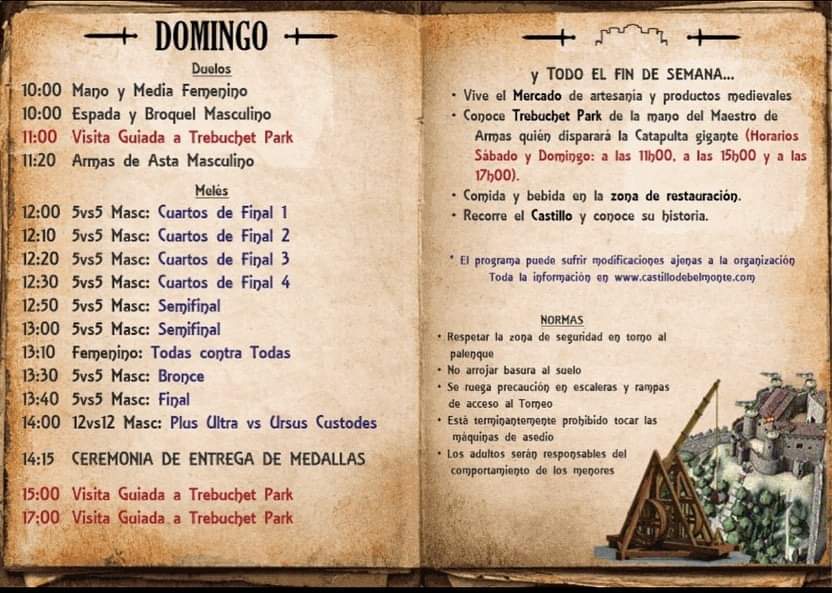Programa del Torneo Nacional de Combate Medieval "Desafío de Belmonte" 2023