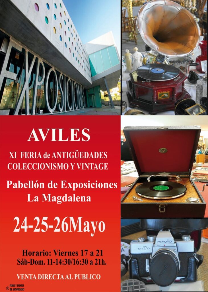 Cartel de la XI Feria de Antigüedades, Coleccionismo y Vintage en Avilés 2024