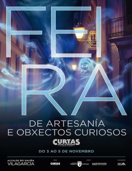 Cartel de la Feria de Artesanía y Objetos Curiosos “Curtas” 2023 en Vilagarcía de Arousa (Pontevedra)