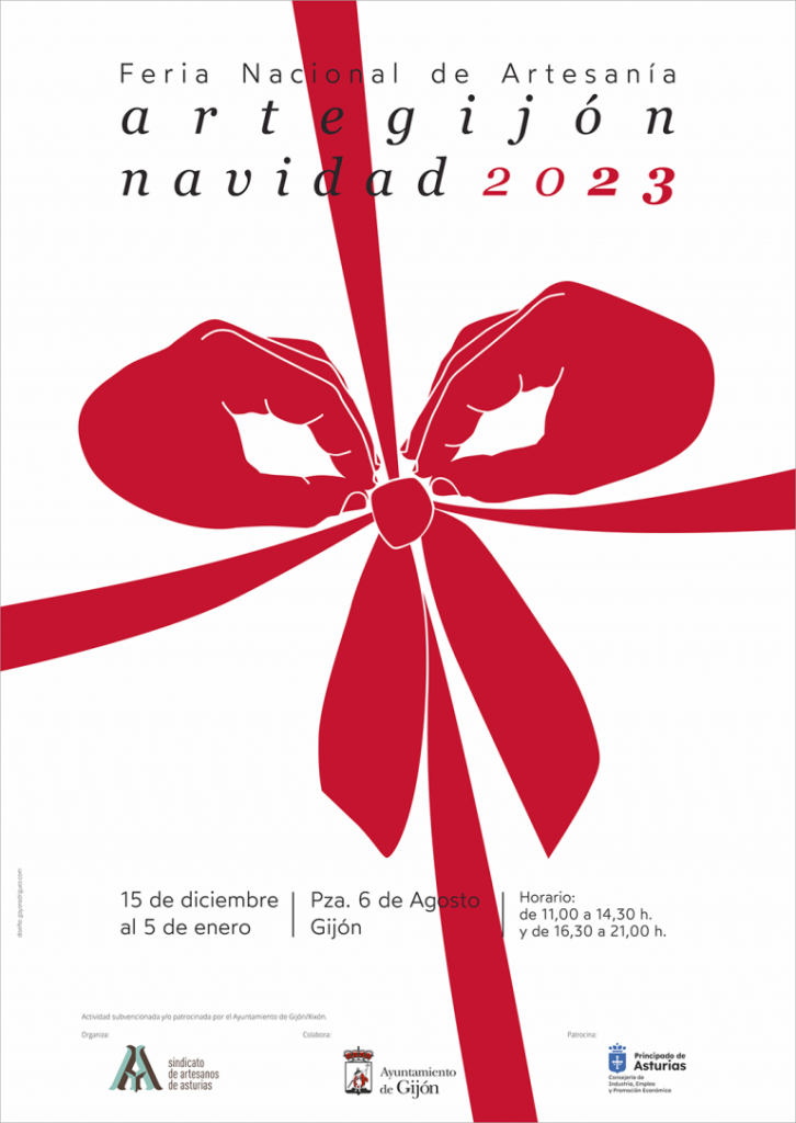 Cartel de la Feria de Artesanía ArteGijón Navidad 2023