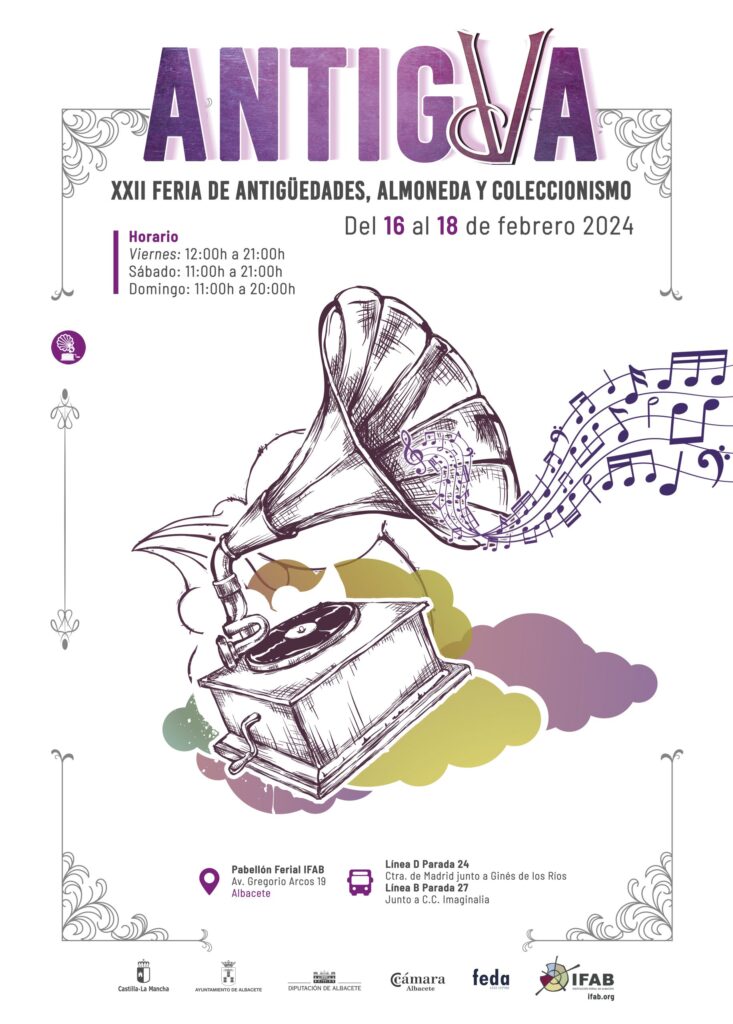 Cartel de Antigua - XXII Feria de Antigüedades, Almoneda y Vintage de Albacete 2024