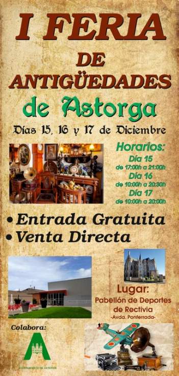Cartel I Feria de Antigüedades de Astorga (León) 2023