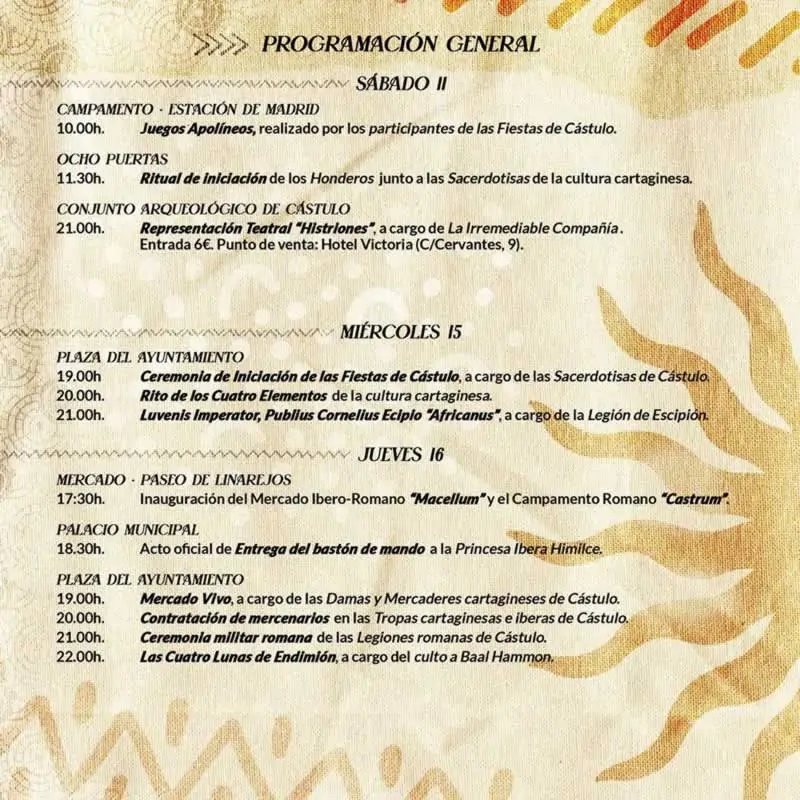 Programación de de las Fiestas Íbero Romanas de Cástulo en Linares