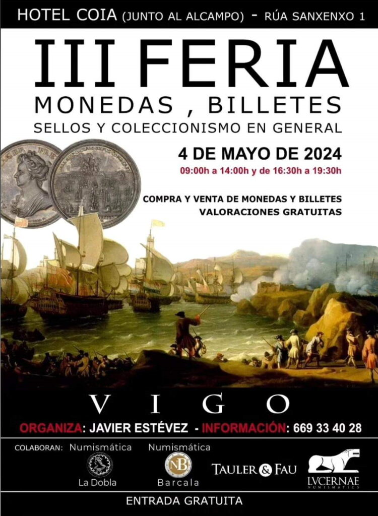 Cartel de III Feria de Monedas, Billetes, Sellos y Coleccionismo en General en Vigo 2024